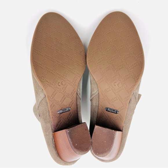 Vionic Sterling Taupe Suede Side Zip Booties Size 8 - Picture 7 of 12